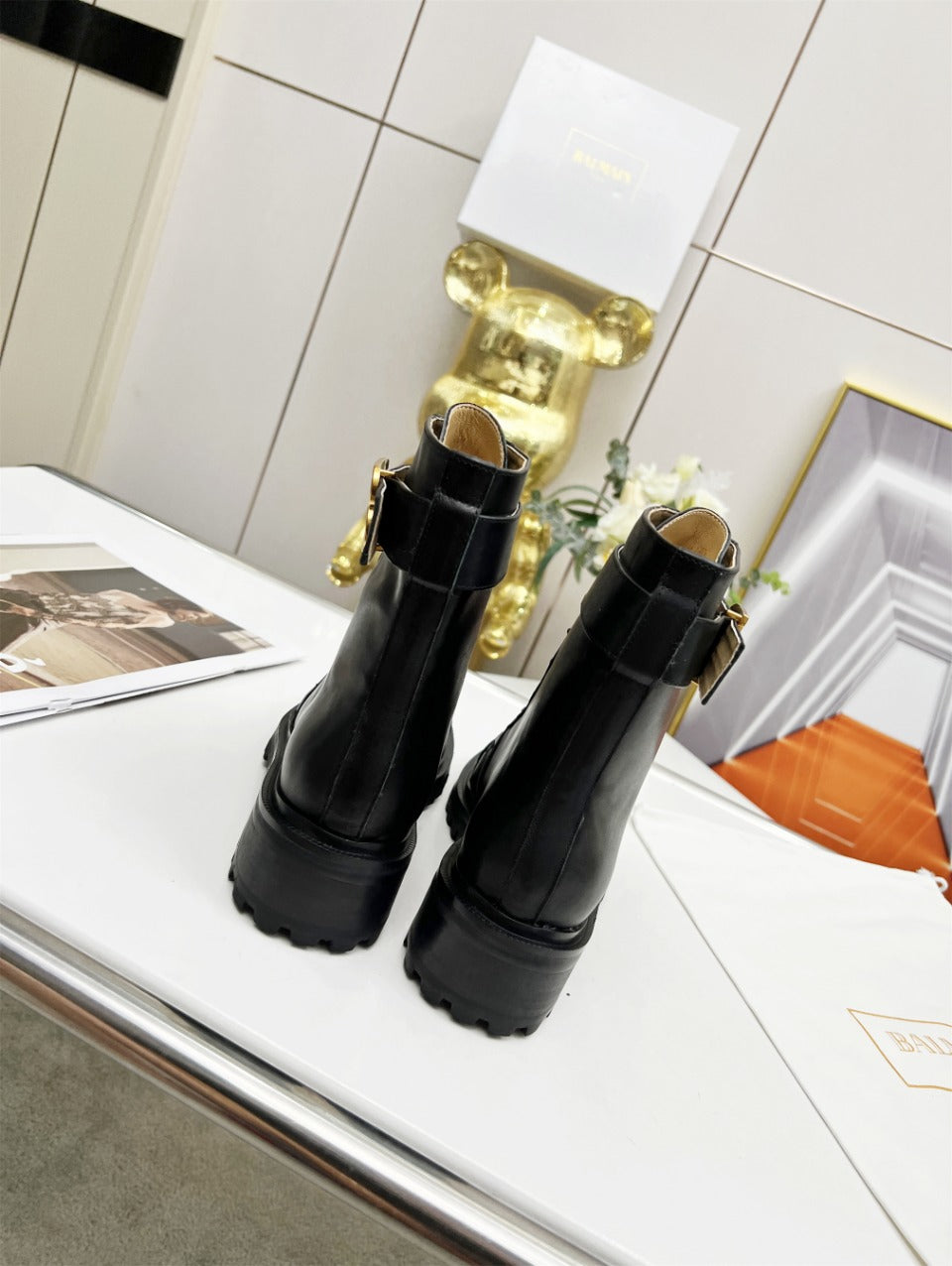 ЧЕРНІ ЧОБОТИ BALMAIN 26S З ТЕЛЯЧОЇ ШКІРИ