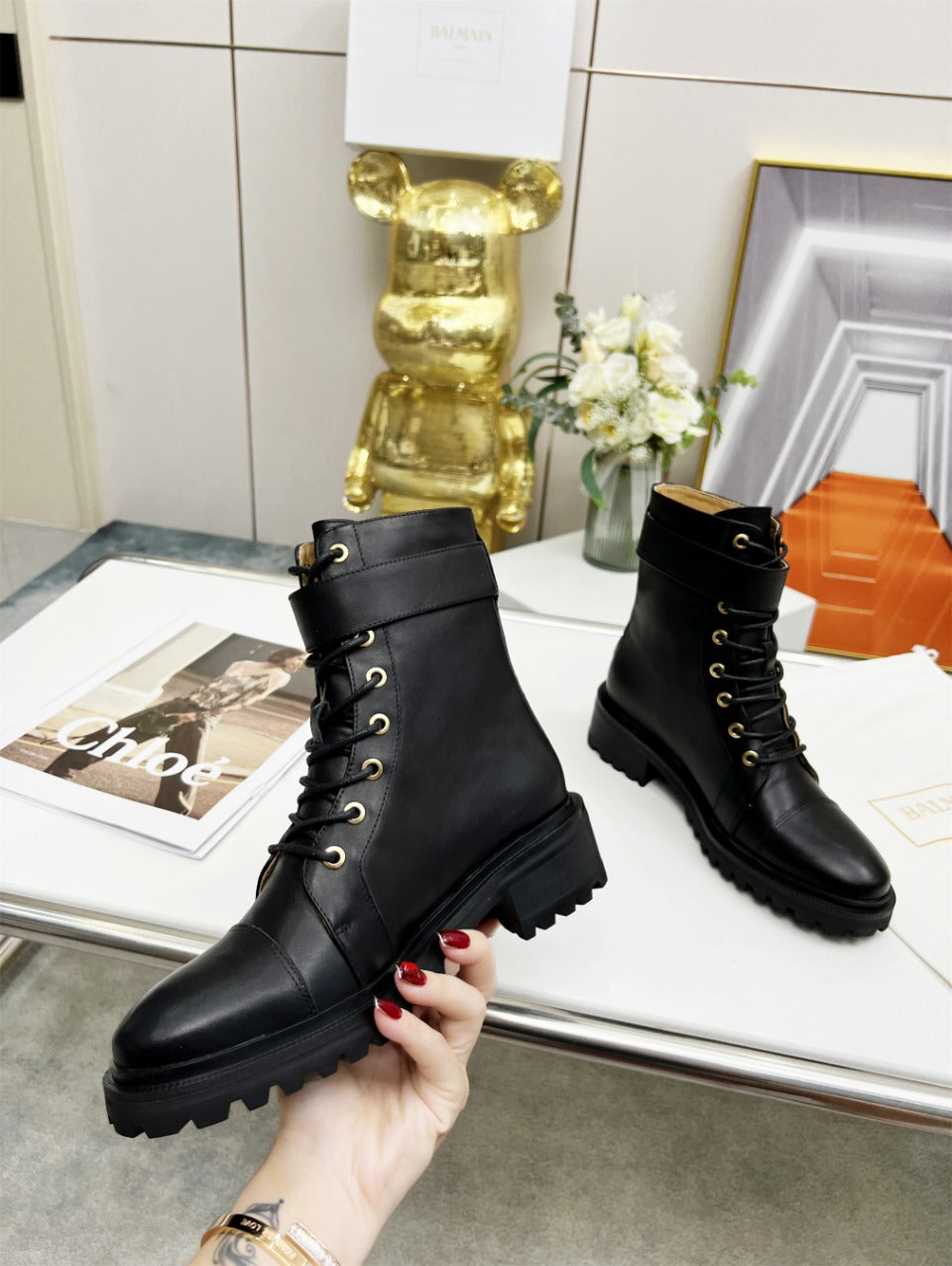 ЧЕРНІ ЧОБОТИ BALMAIN 26S З ТЕЛЯЧОЇ ШКІРИ