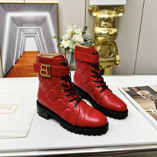 БОЙОВІ ЧЕРЕВИКИ BALMAIN 26S З ЧЕРВОНОЇ ТЕЛЯЧОЇ ШКІРИ