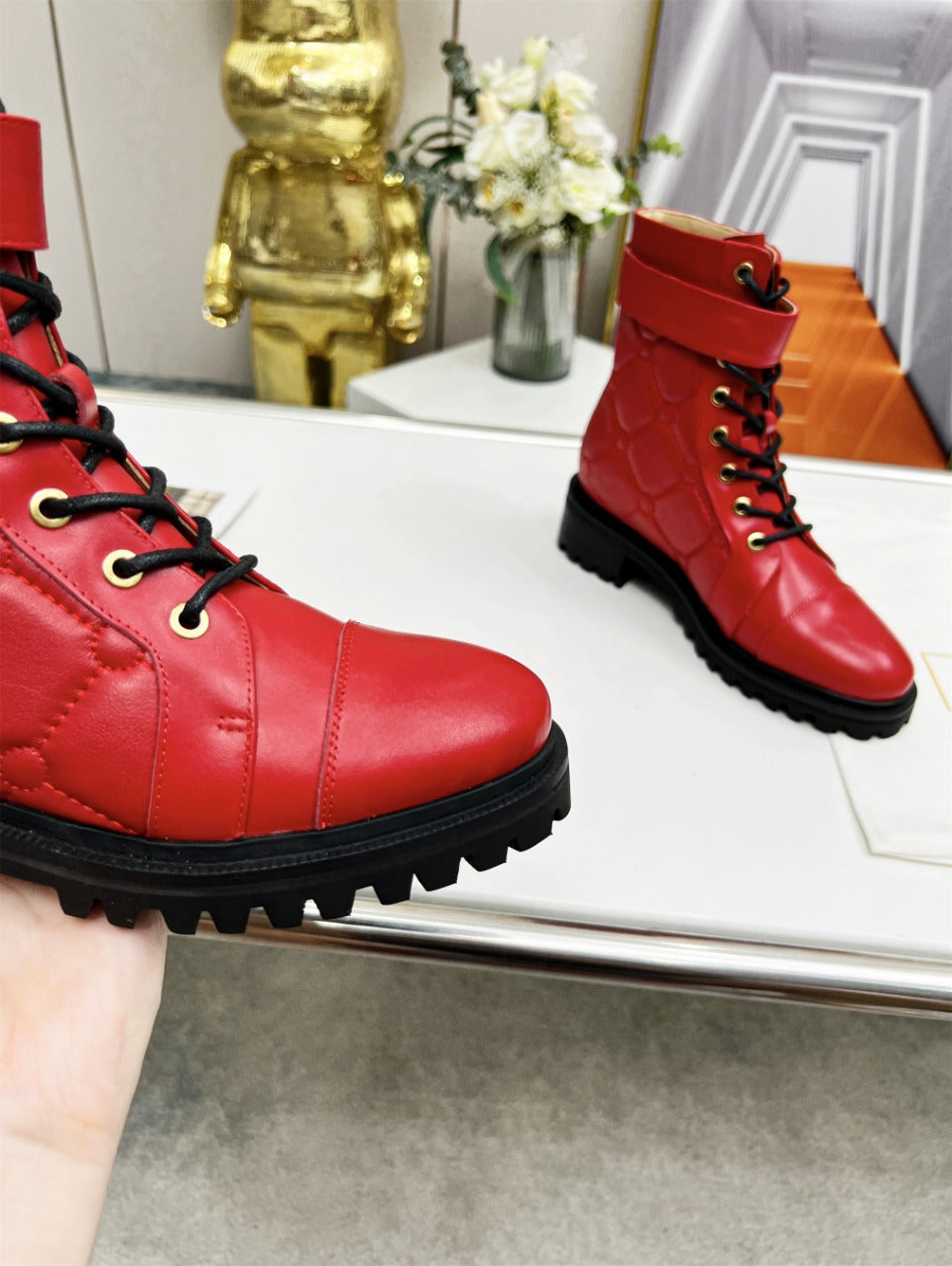 БОЙОВІ ЧЕРЕВИКИ BALMAIN 26S З ЧЕРВОНОЇ ТЕЛЯЧОЇ ШКІРИ