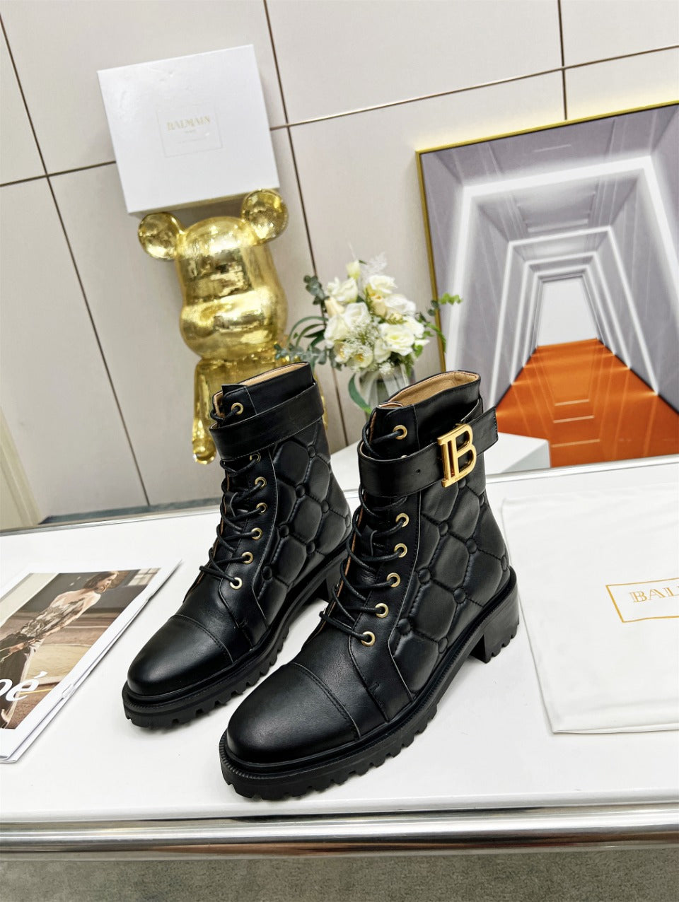 ЧЕРЕВИКИ BALMAIN 26S COMBAT З ЧОРНОЇ ТЕЛЯЧОЇ ШКІРИ