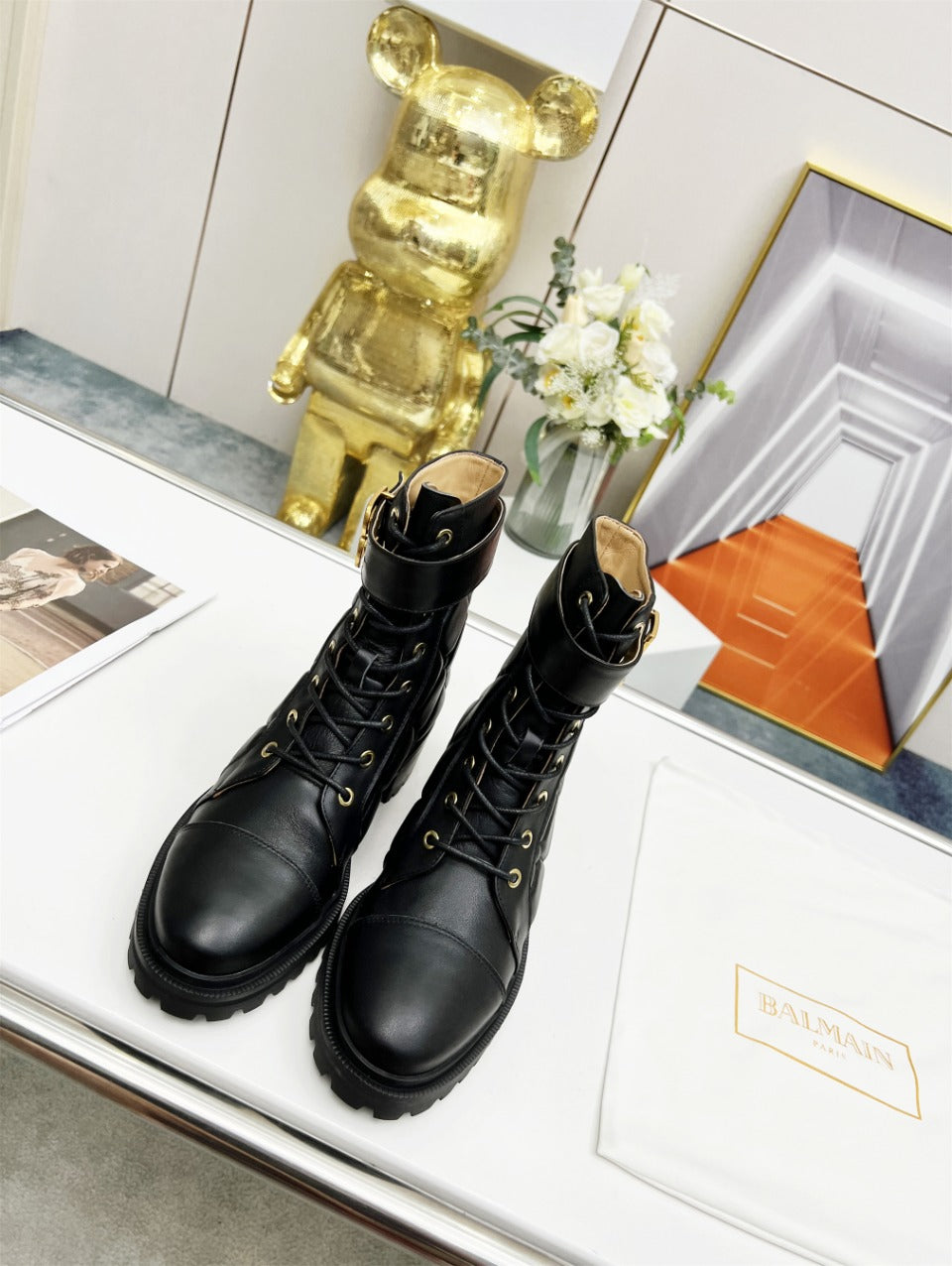 ЧЕРЕВИКИ BALMAIN 26S COMBAT З ЧОРНОЇ ТЕЛЯЧОЇ ШКІРИ