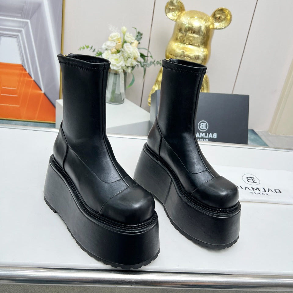 ЧЕРЕВИКИ BALMAIN 26S НА ПЛАТФОРМІ, 100 ММ, З ЧОРНОЇ ТЕЛЯЧОЇ ШКІРИ