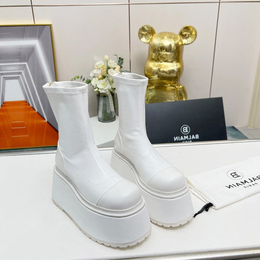 ЧЕРЕВИКИ НА ПЛАТФОРМІ BALMAIN 26S 100 ММ З БІЛОЇ ТЕЛЯЧОЇ ШКІРИ