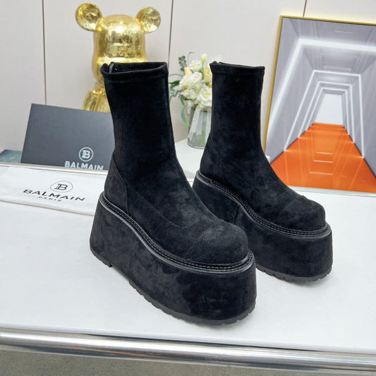 ЧОБОТИ-ПЛАТФОРМИ BALMAIN 26S 100 ММ ІЗ ЧОРНОЇ ЗАМШІ
