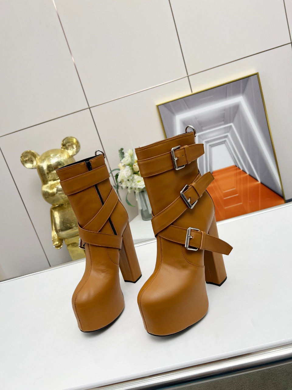 SL ANKLE BUCKLE BOOT PLATFORM SIENNA CALFSKIN - 35