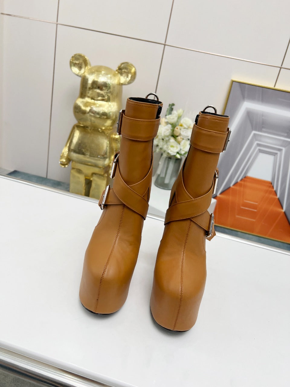 SL ANKLE BUCKLE BOOT PLATFORM SIENNA CALFSKIN - 35