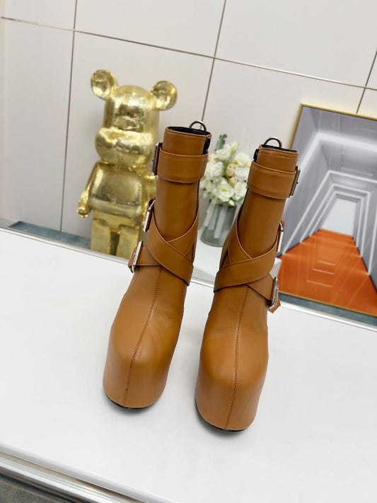 SL ANKLE BUCKLE BOOT PLATFORM SIENNA CALFSKIN - 35