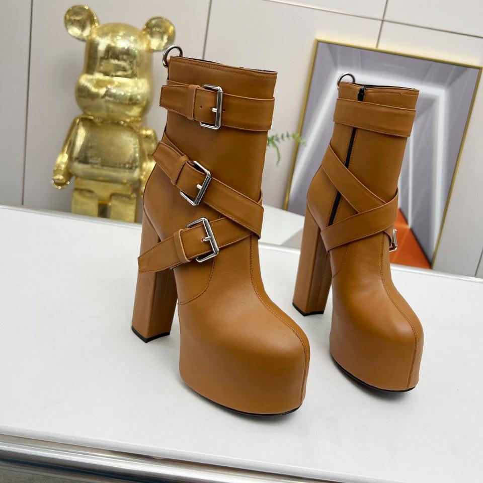 SL ANKLE BUCKLE BOOT PLATFORM SIENNA CALFSKIN - 35