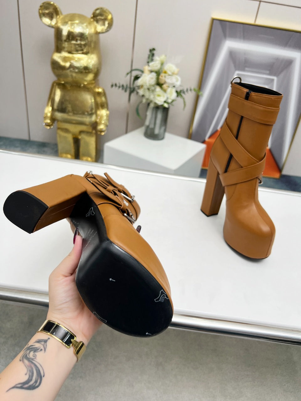 SL ANKLE BUCKLE BOOT PLATFORM SIENNA CALFSKIN - 35