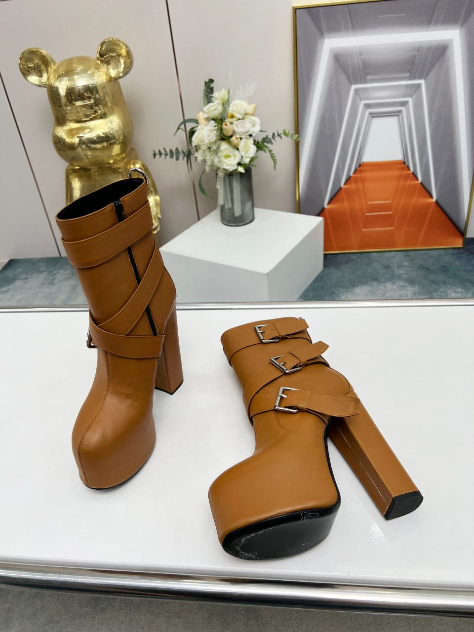 SL ANKLE BUCKLE BOOT PLATFORM SIENNA CALFSKIN - 35