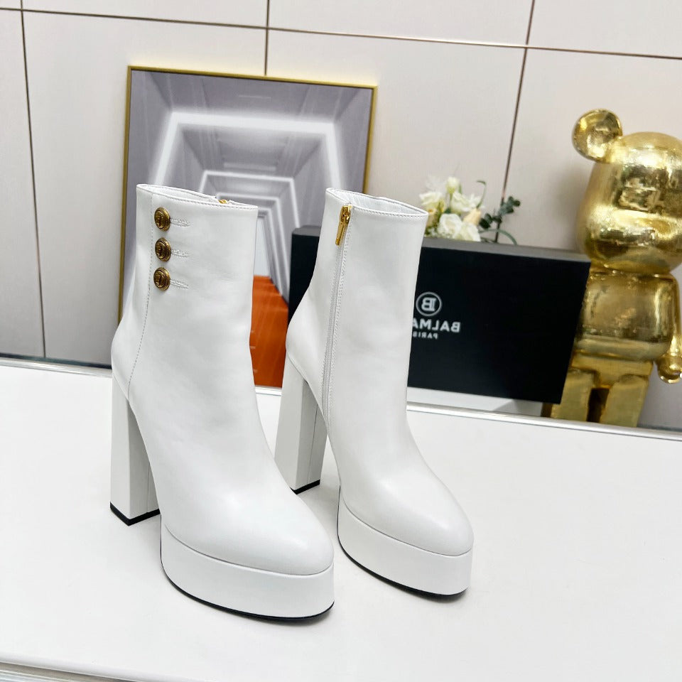 ЧЕРЕВИКИ BALMAIN 26S З ТЕЛЯЧОЇ ШКІРИ БІЛОГО КОЛЬОРУ, 135 ММ