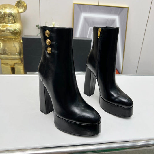 ЧОБОТИ BALMAIN 26S З ЧОРНОЇ ТЕЛЯЧОЇ ШКІРИ, 135 ММ