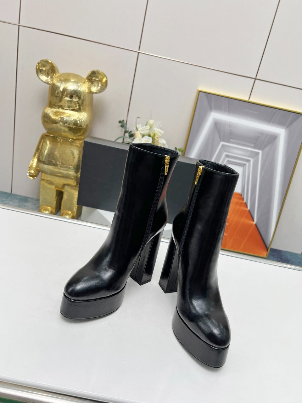 ЧОБОТИ BALMAIN 26S З ЧОРНОЇ ТЕЛЯЧОЇ ШКІРИ, 135 ММ