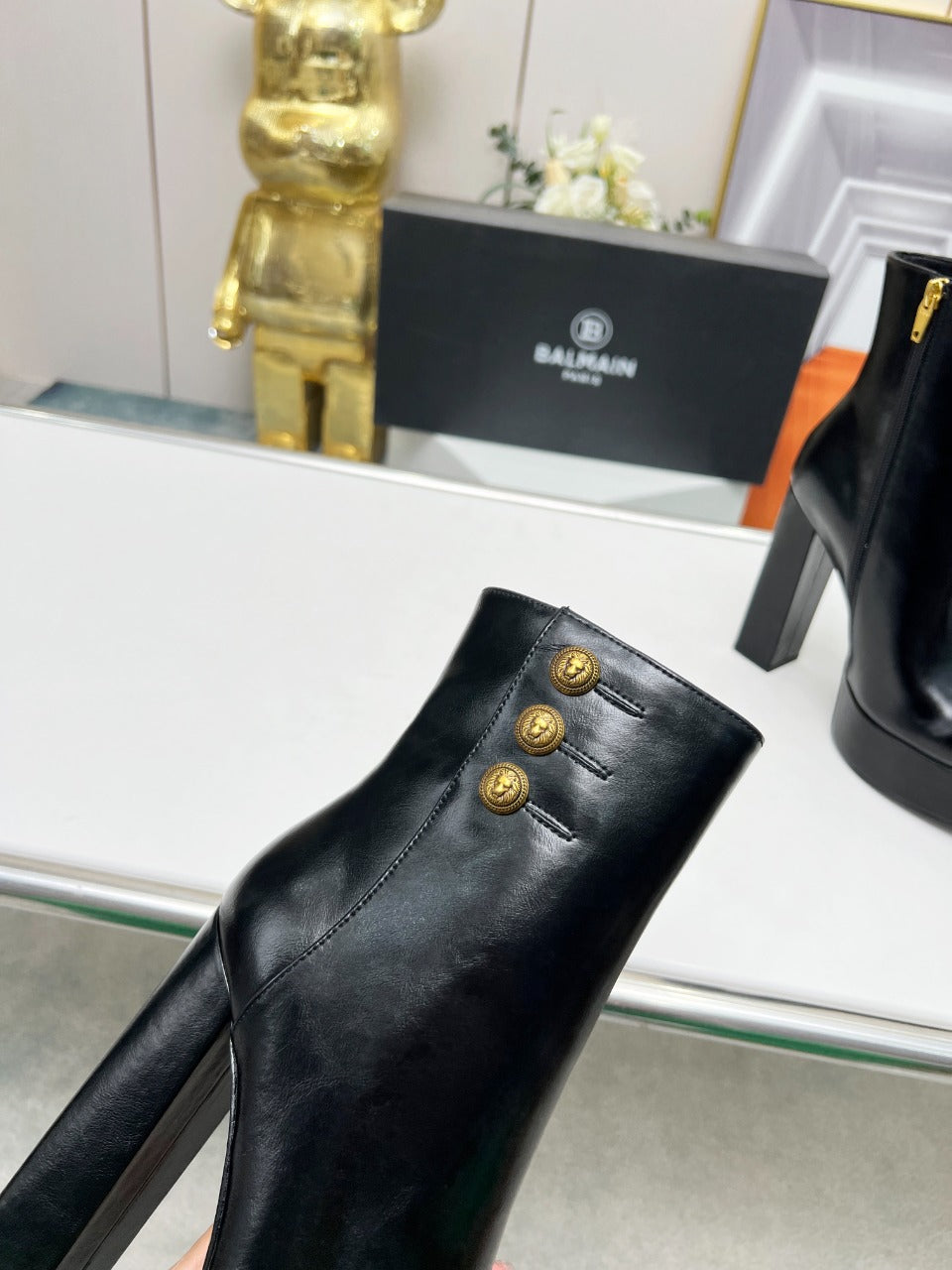 ЧОБОТИ BALMAIN 26S З ЧОРНОЇ ТЕЛЯЧОЇ ШКІРИ, 135 ММ
