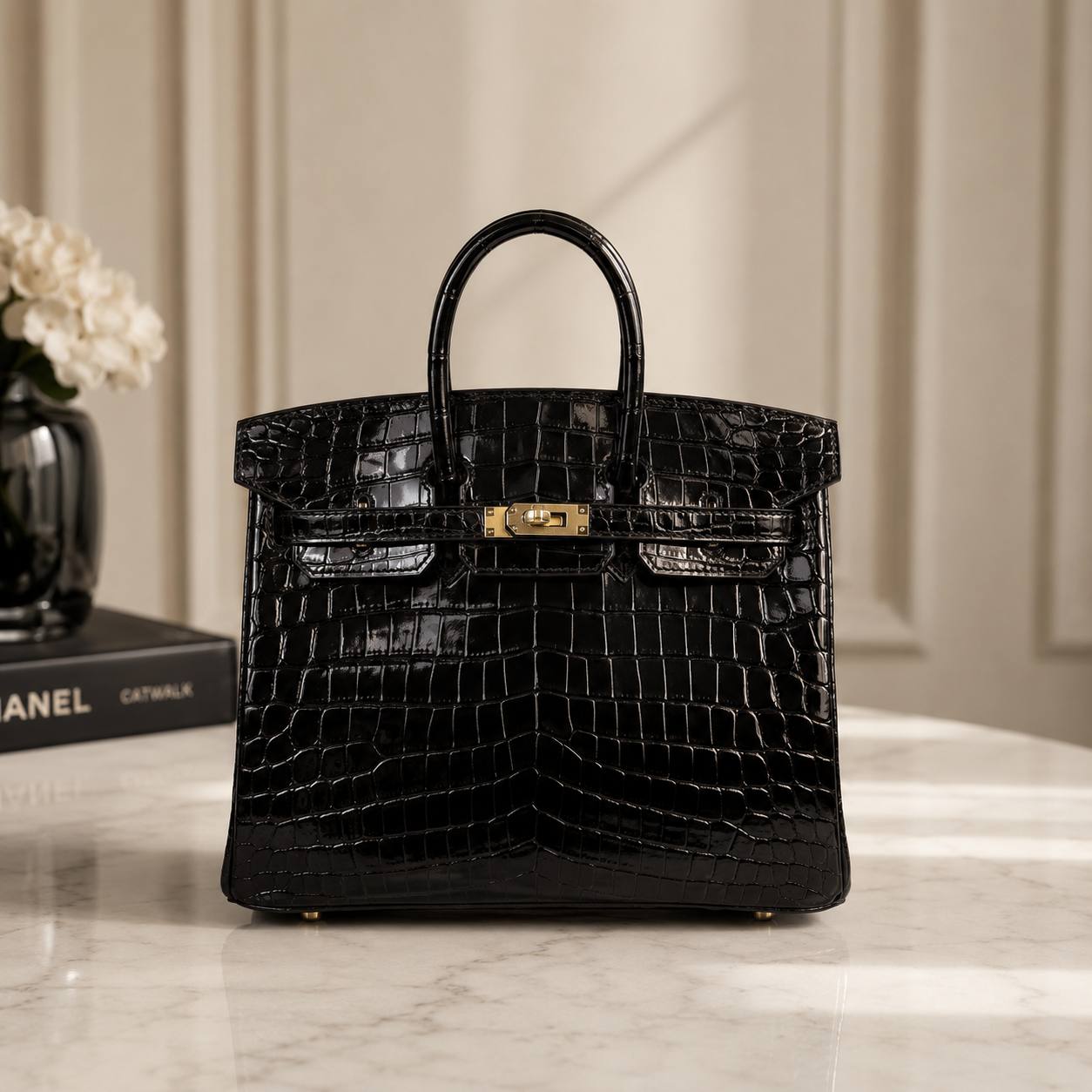 BIRKIN CROCODILE EMBOSSED TOP HANDLE ICONIC BAG