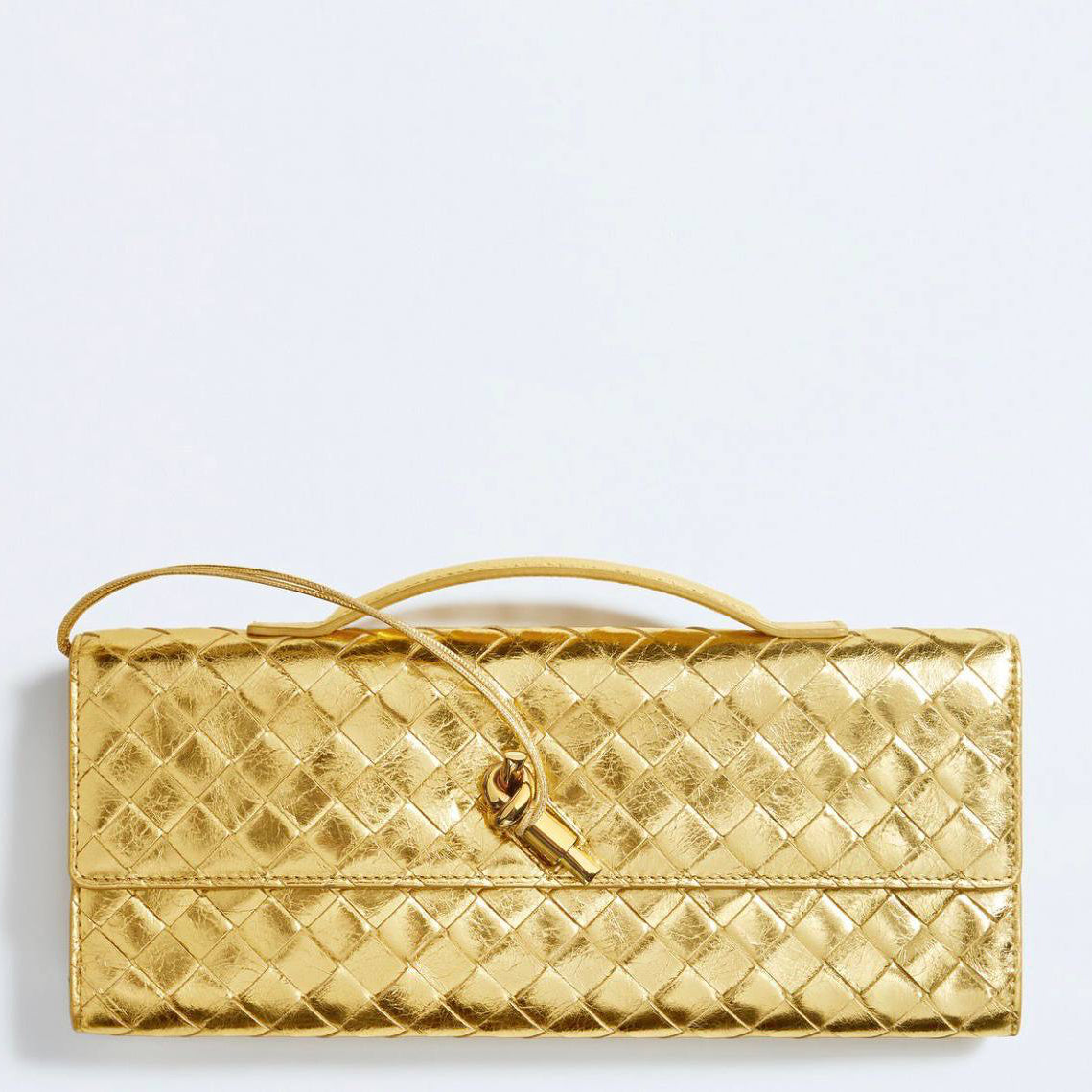 BV Long Clutch Andiamo 31 Gold Metalic Leather Ghw
