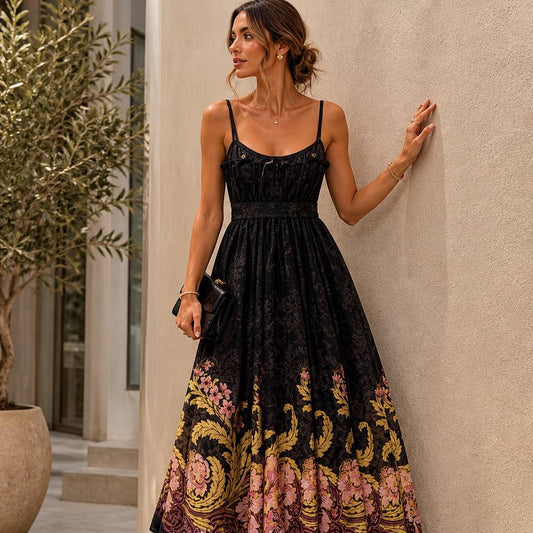 ZIMMERMAN BLACK FLORAL MAXI DRESS