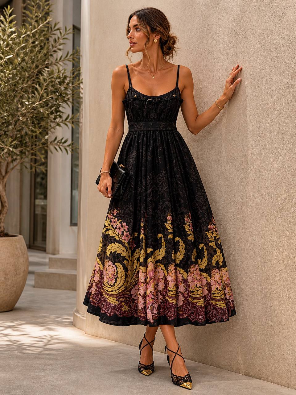 ZIMMERMAN BLACK FLORAL MAXI DRESS