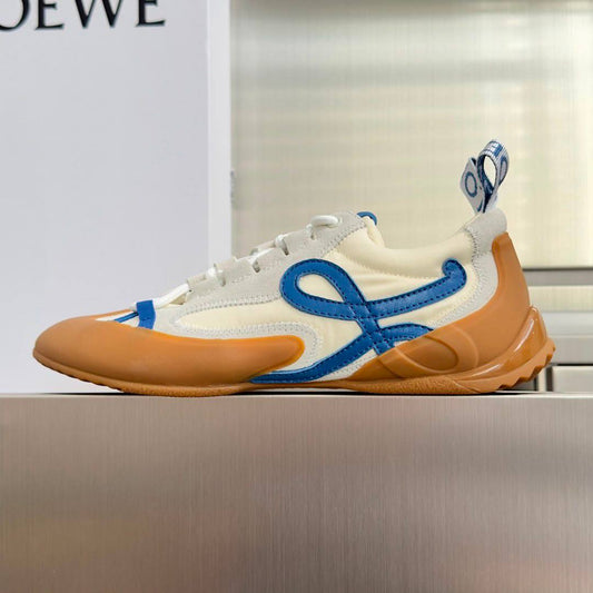 Loewe White & Blue Grip Low-Top Sneakers with Anagram Logo & Caramel Sole
