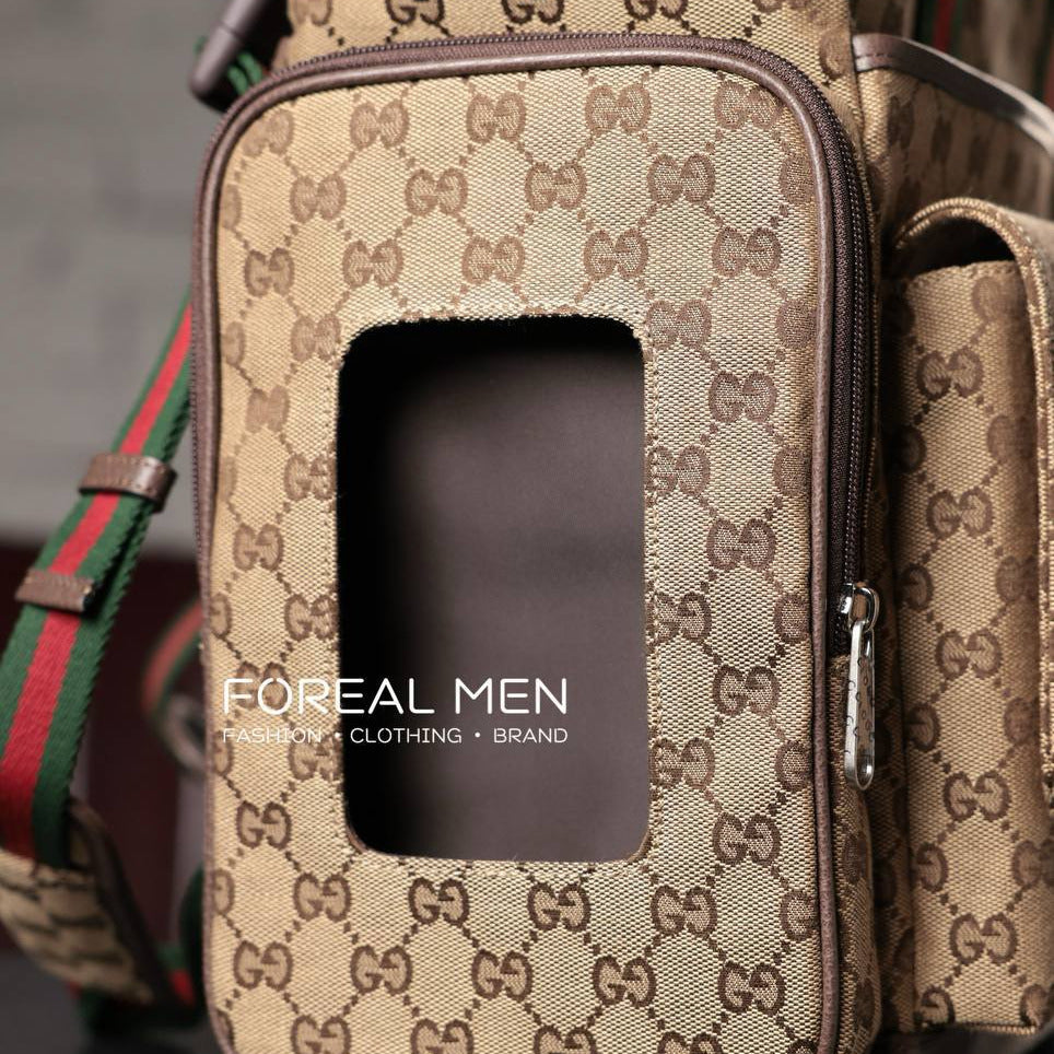 Gucci Style GG Supreme Canvas Travel Bag with Leather Details