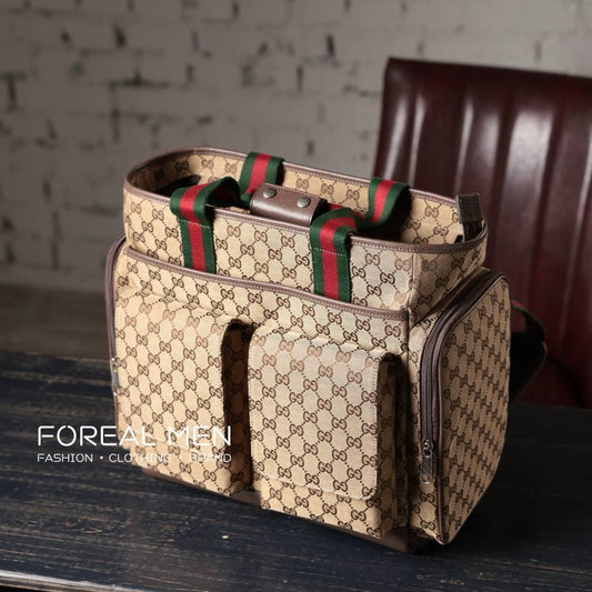 Gucci Style GG Supreme Canvas Travel Bag with Leather Details