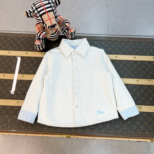 Dior Kids Light Blue Denim-Effect Cotton Overshirt