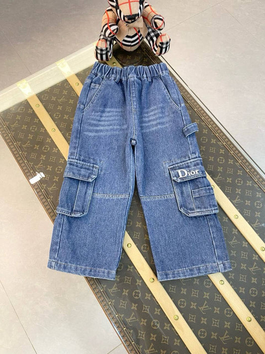 Dior Kids Blue Denim Cargo Jeans