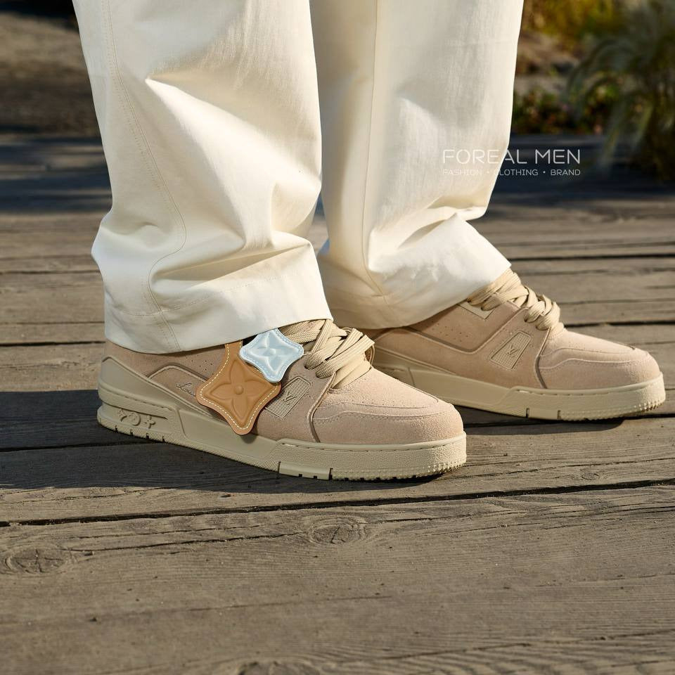 Louis Vuitton LV Trainer Distressed Sneakers – Beige