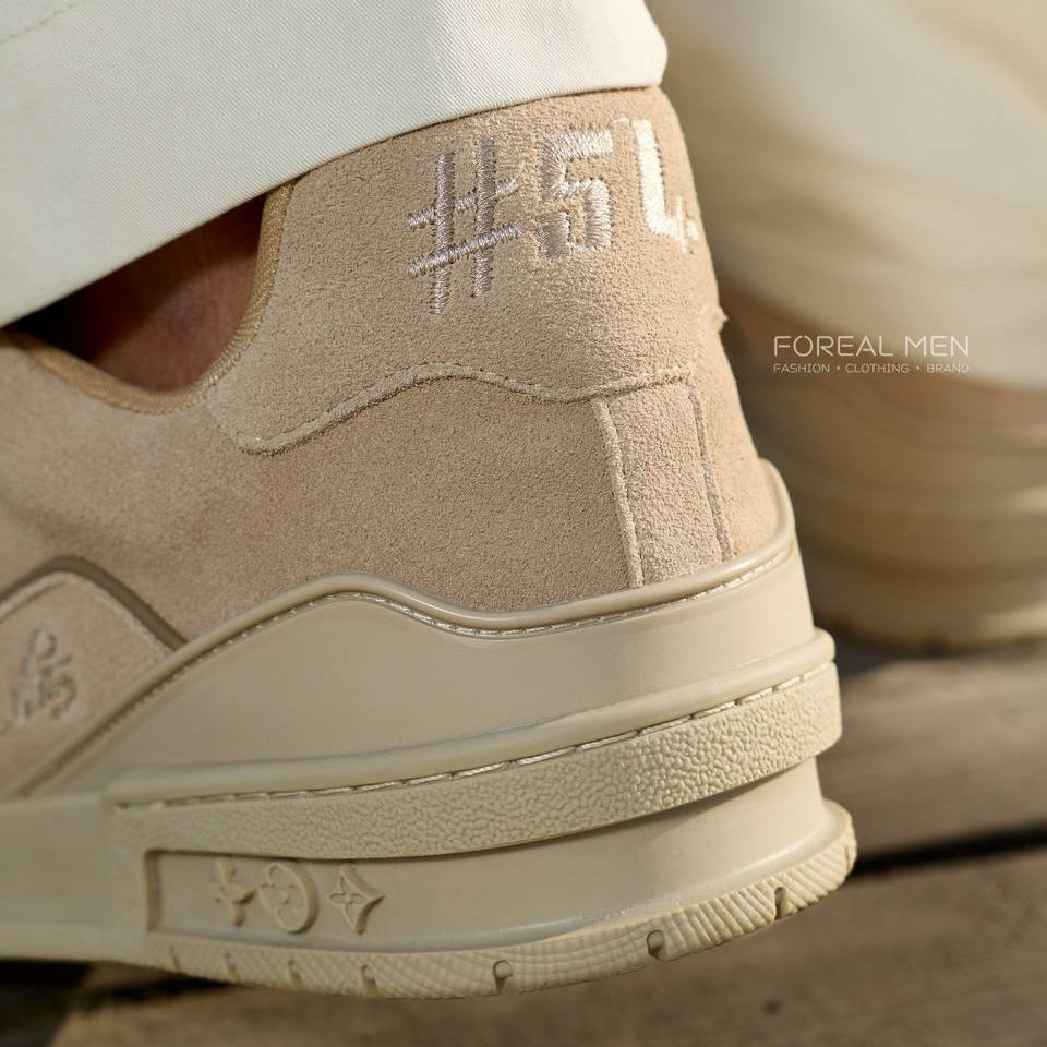 Louis Vuitton LV Trainer Distressed Sneakers – Beige