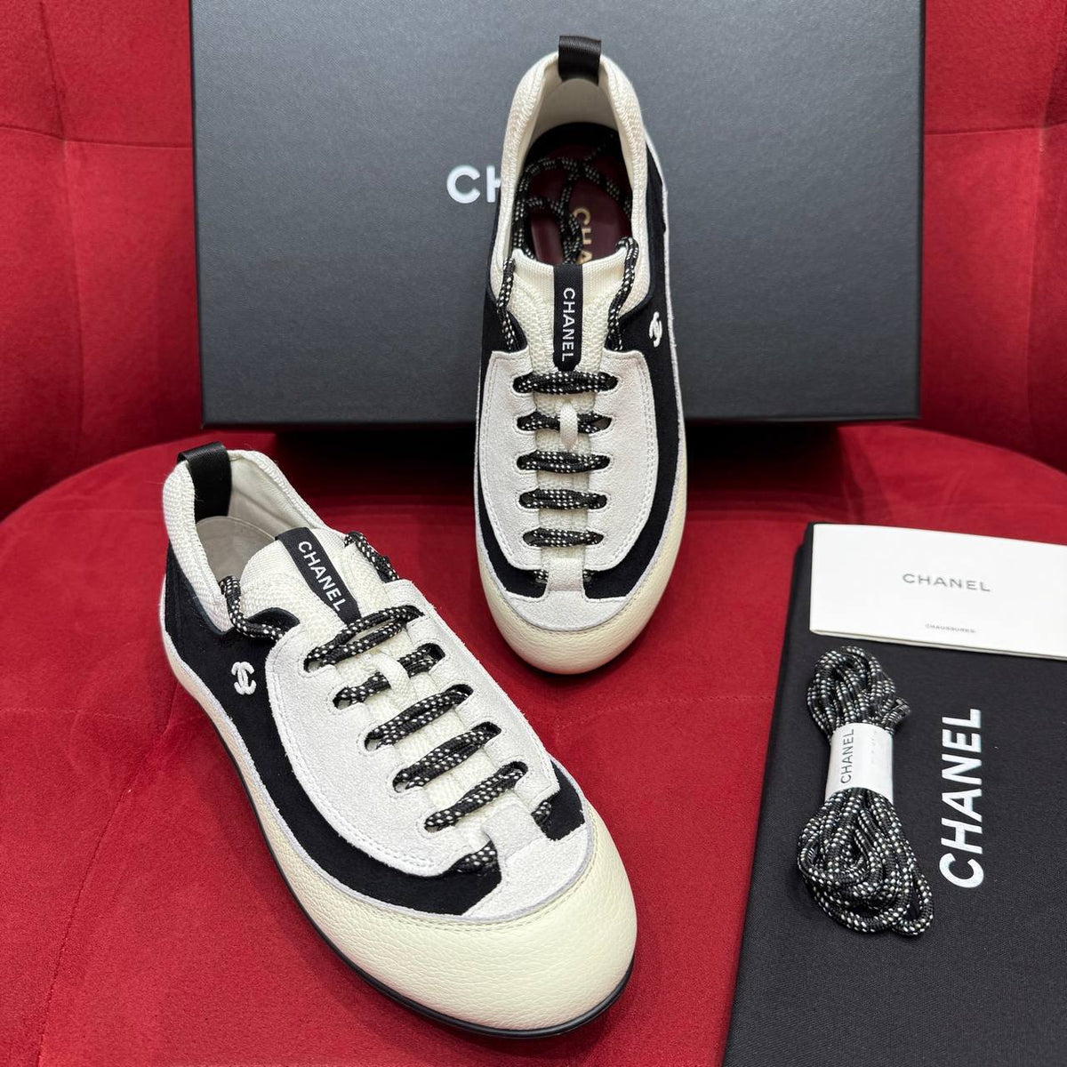 Chanel Low-Top Sneakers – Ivory & Black