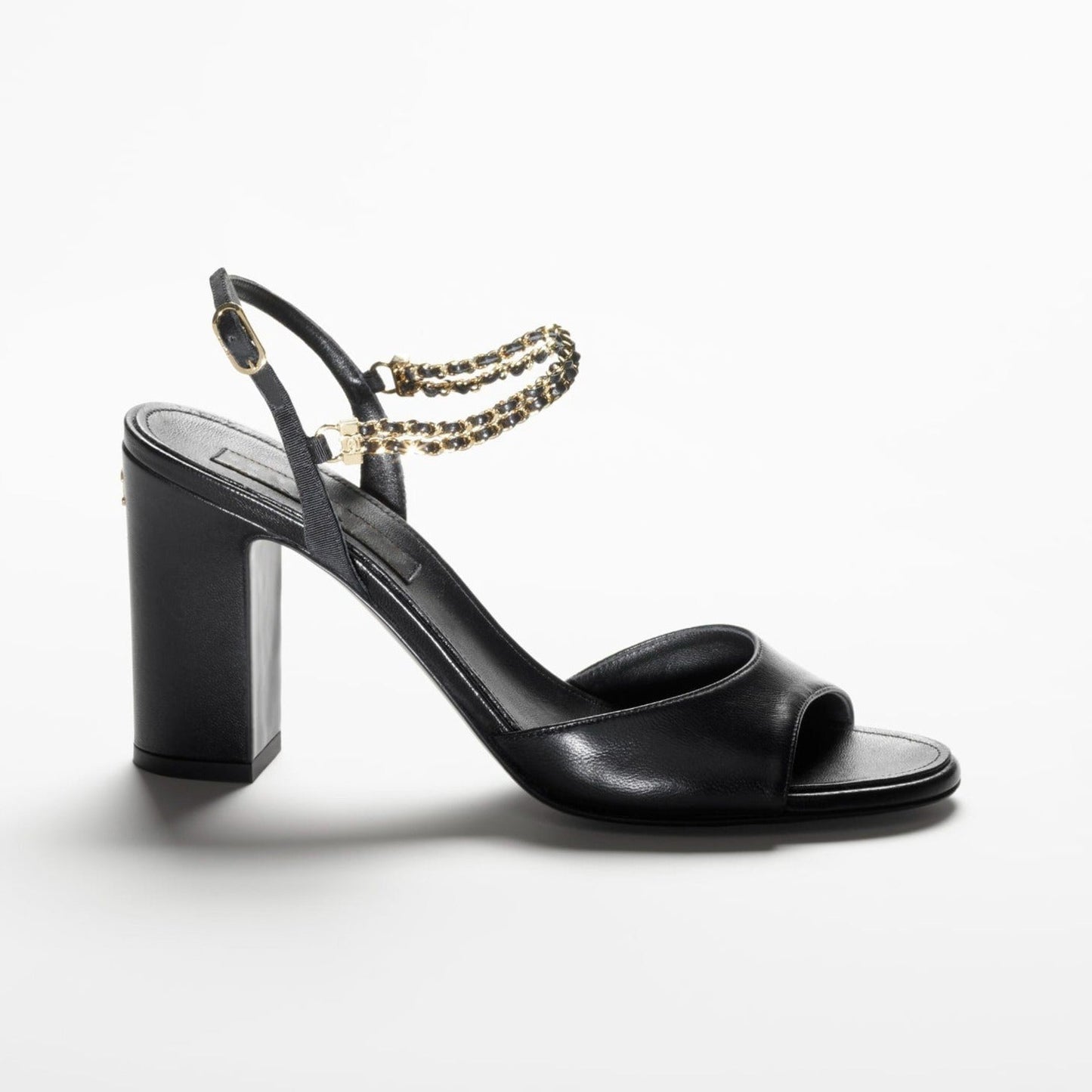 sandals black lambskin grosgrain - 35