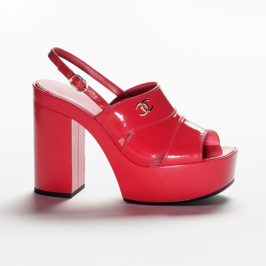 SANDALS RED PATENT CRUMPLED LAMBKSIN - 35