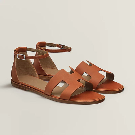 SANTORINI SANDAL CARAMEL CALFSKIN - 35