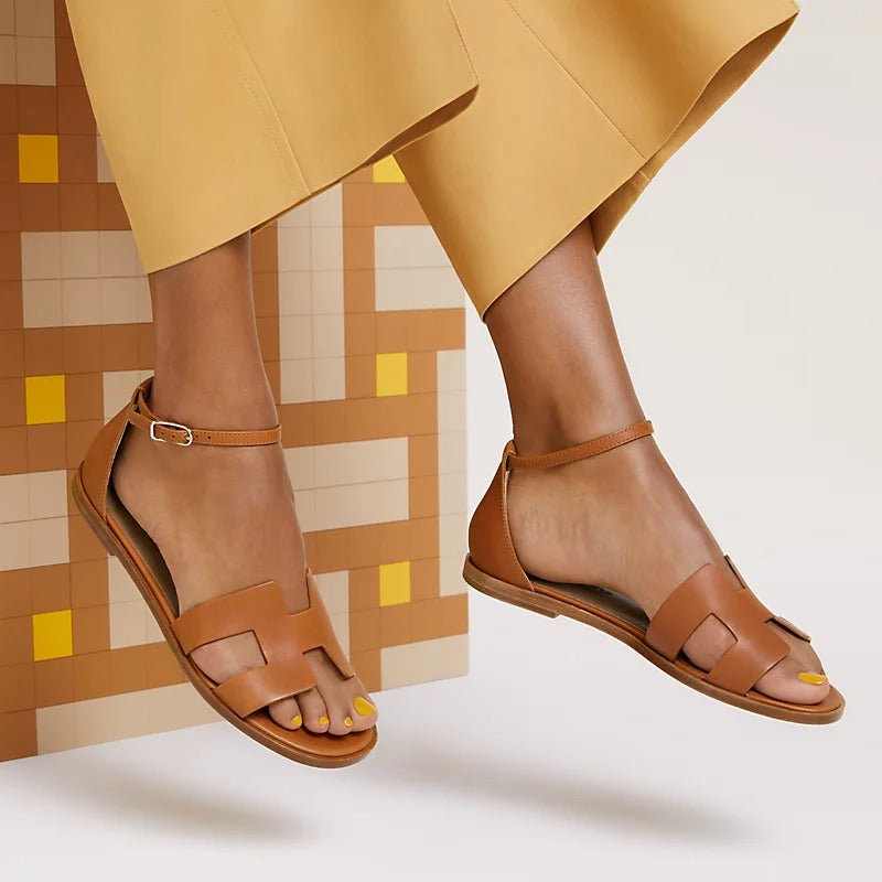 SANTORINI SANDAL CARAMEL CALFSKIN - 35