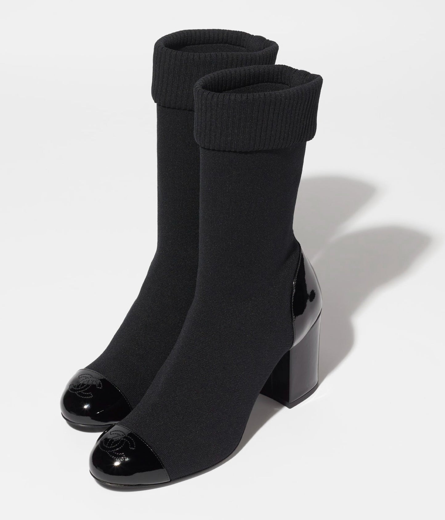 SHORT BOOTS BLACK KNIT PATENT CALFSKIN - 35