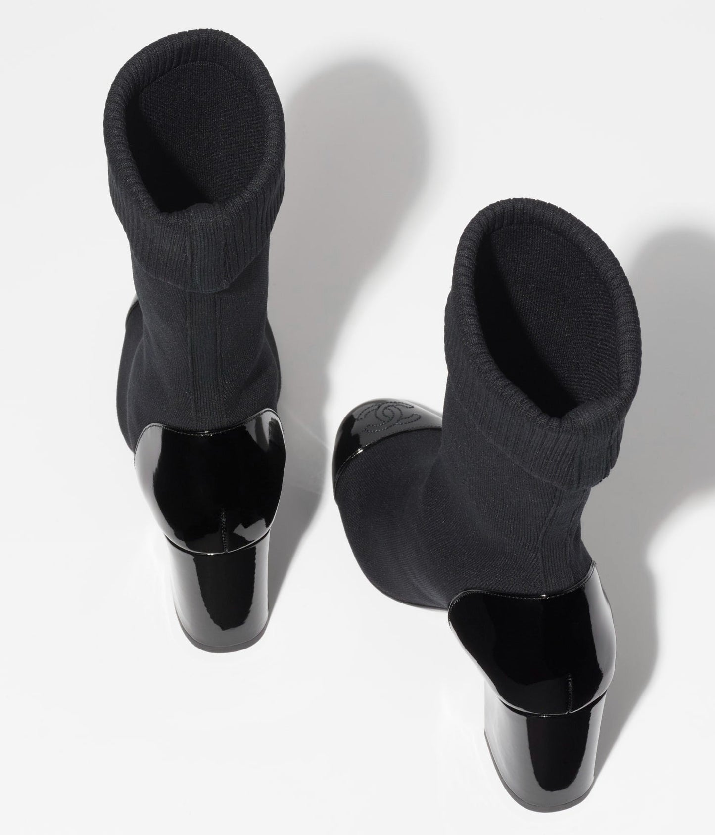 SHORT BOOTS BLACK KNIT PATENT CALFSKIN - 35