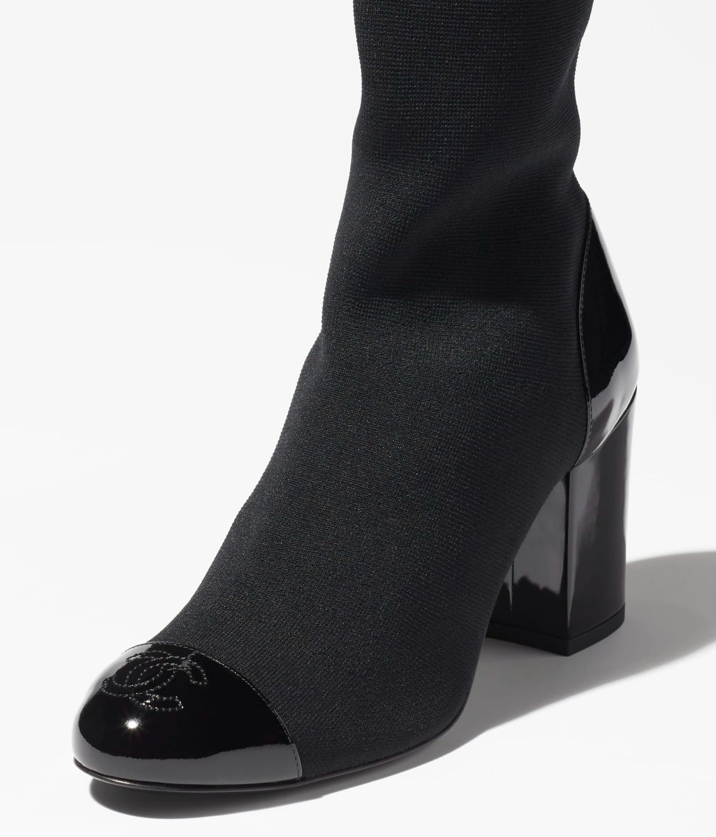 SHORT BOOTS BLACK KNIT PATENT CALFSKIN - 35