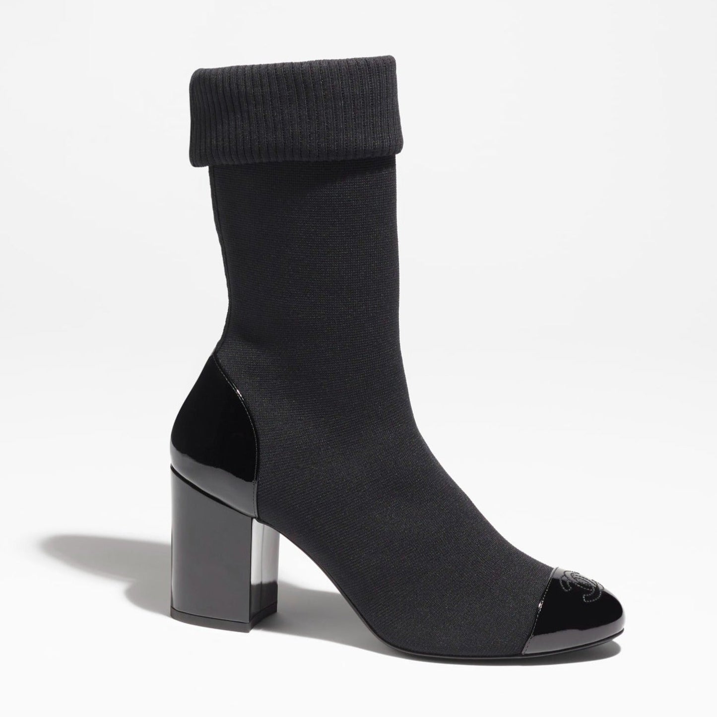 SHORT BOOTS BLACK KNIT PATENT CALFSKIN - 35