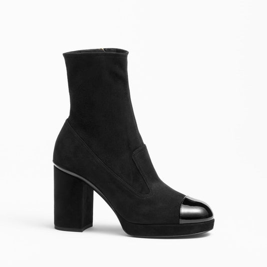 SHORT BOOTS BLACK SUEDE KIDSKIN - 35