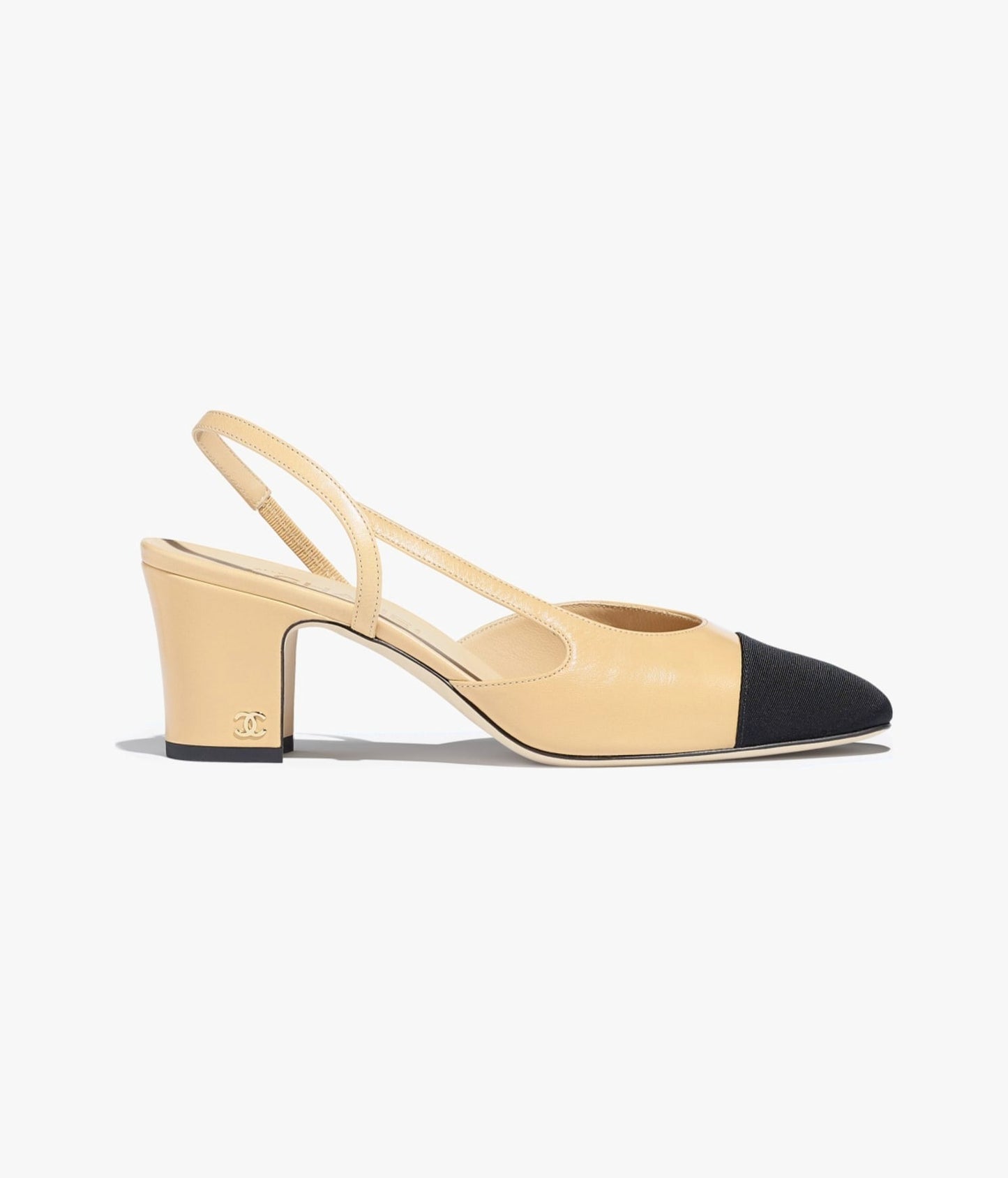 SLINGBACKS BEIGE BLACK GOATSKIN - 35