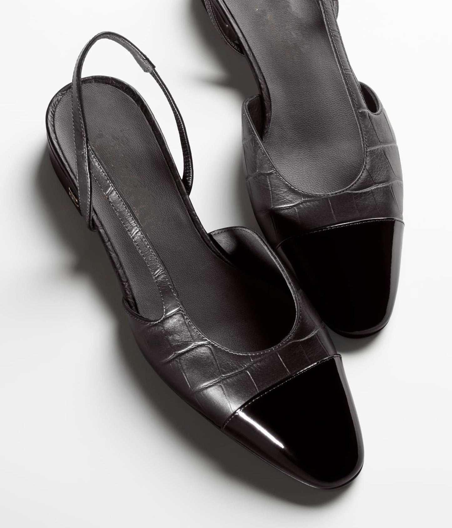 SLINGBACKS BLACK CALFSKIN PATENT - 35