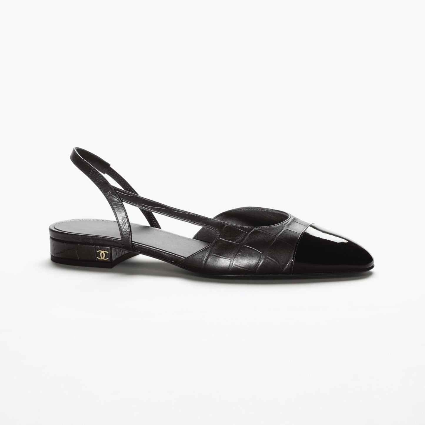 SLINGBACKS BLACK CALFSKIN PATENT - 35