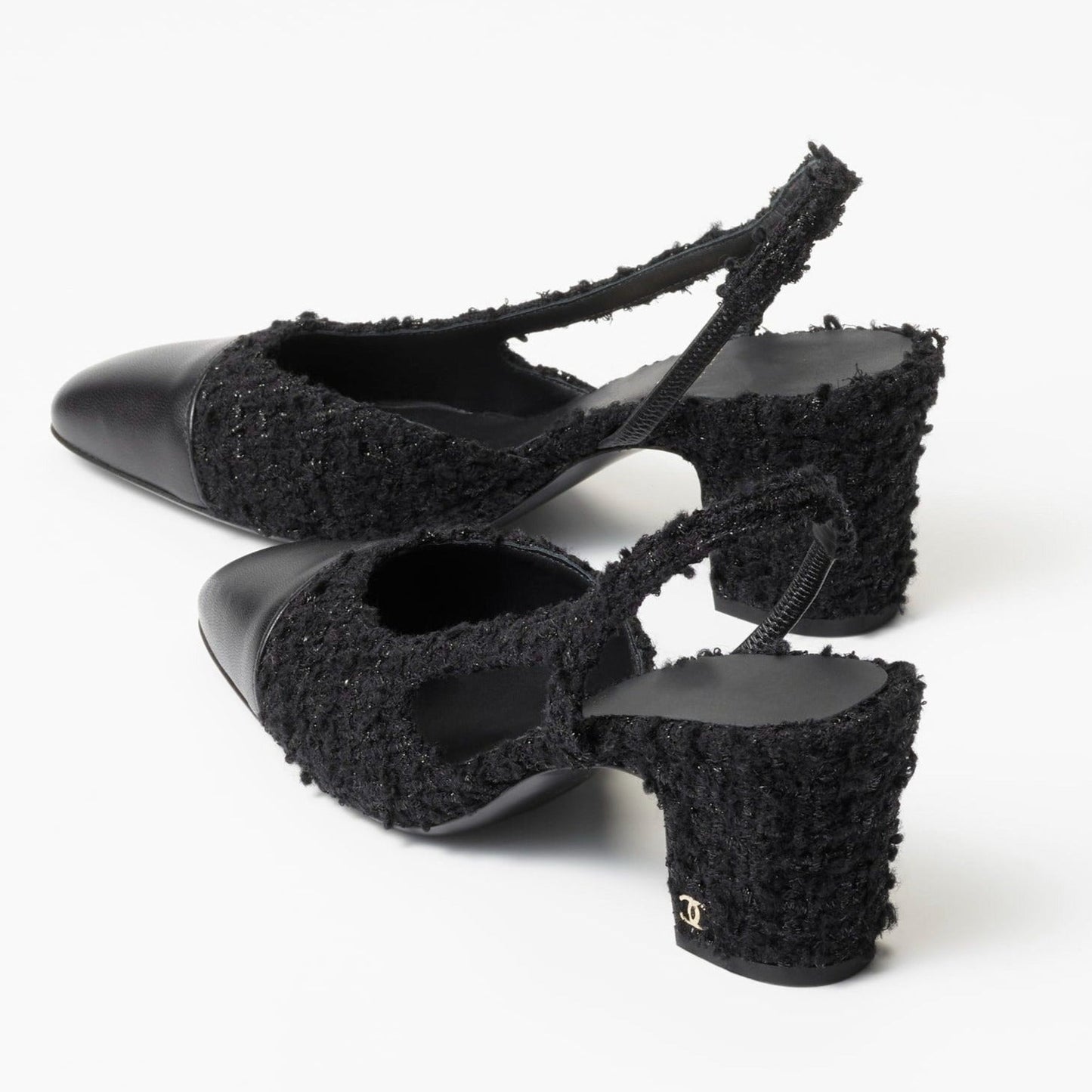 SLINGBACKS BLACK IRIDESCENT TWEED - 35