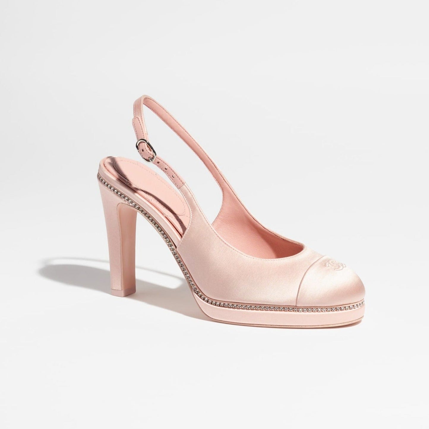SLINGBACKS LIGHT PINK SATIN STRASS - 35