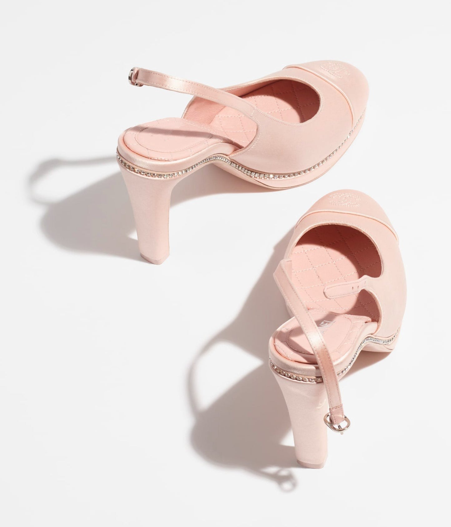 SLINGBACKS LIGHT PINK SATIN STRASS - 35