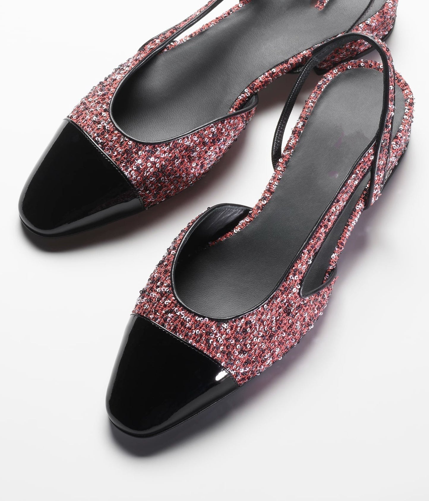 TWEED SLINGBACKS PINK WHITE SILVER BLACK - 35