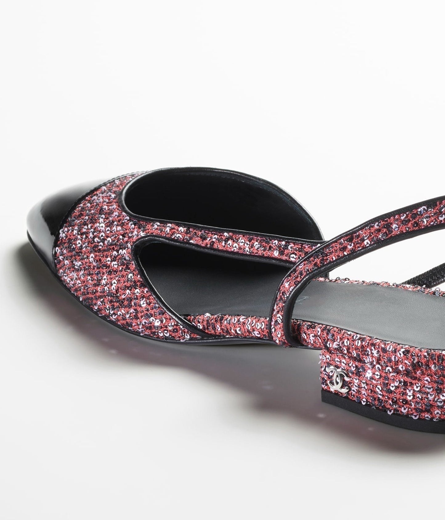 TWEED SLINGBACKS PINK WHITE SILVER BLACK - 35