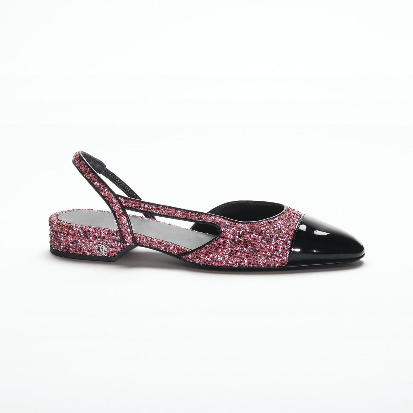 TWEED SLINGBACKS PINK WHITE SILVER BLACK - 35