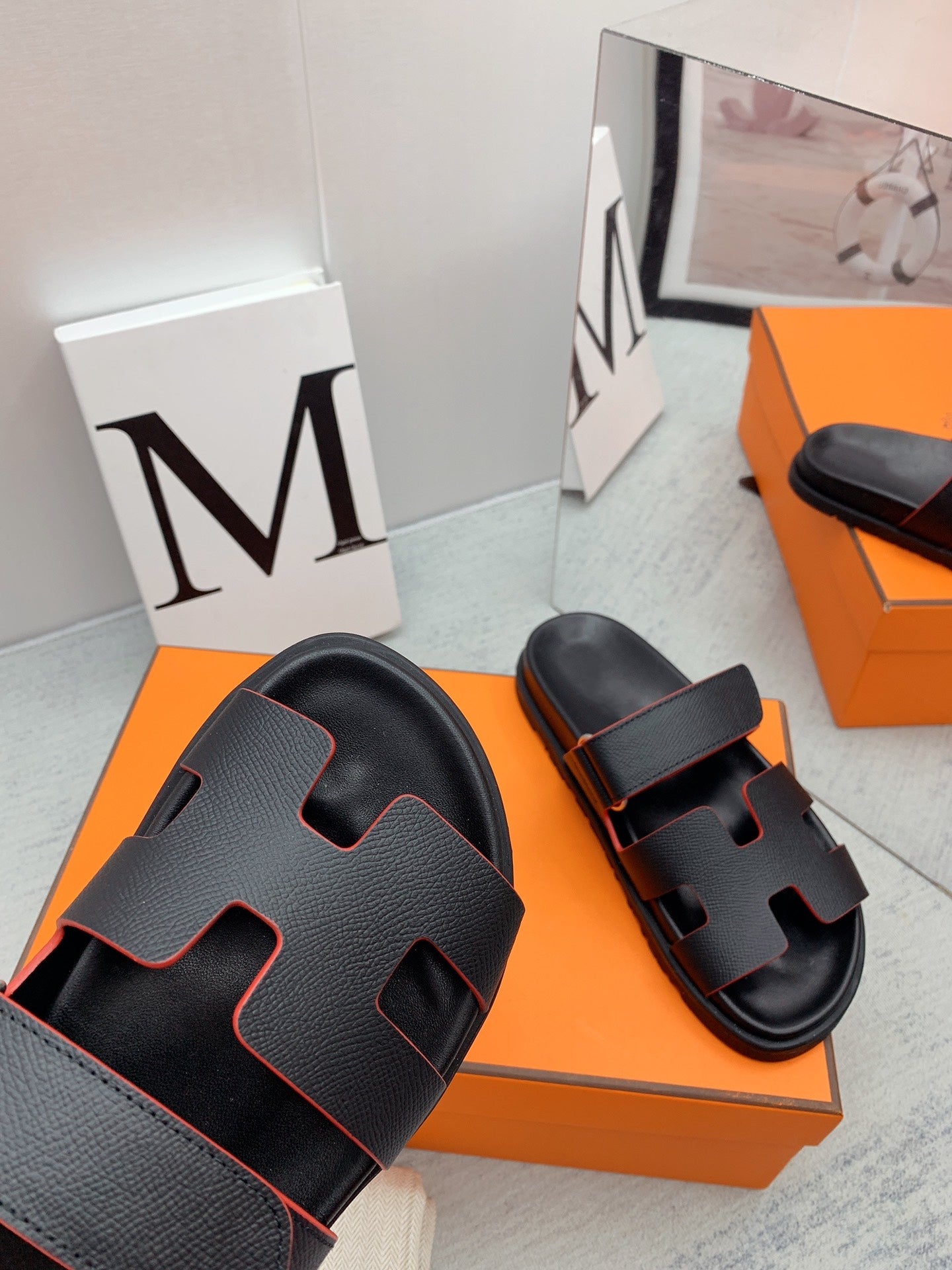 Chypre Sandal Black with red trim - 35